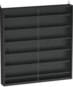 HOMCOM Six Shelf Display Cabinet, with Glass Doors - Black
