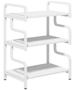 HOMCOM 3-Tier Printer Stand with Storage Shelves, Printer Table, 55 x 40 x 77cm Printer Shelf for Home Office, Study, White