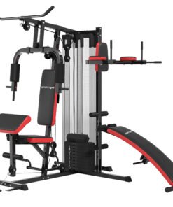 SPORTNOW Multi Gym Workout Station, Weight Machine with 65kg Weight Stack, Sit Up Bench, Push Up Stand, Dip Station