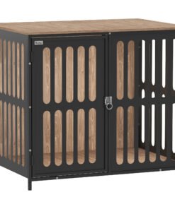 PawHut Dog Crate Furniture with Anti-Chew Resistant Mesh, Anti-Escape Single Door, for Medium Dogs, 80 x 55 x 72 cm