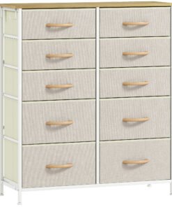 HOMCOM Chest of Ten Fabric Drawers - Beige