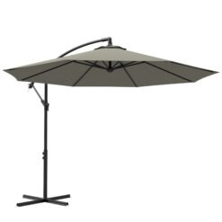 Outsunny 3m Overhanging Cantilever Parasol, with Cross Base - Light Grey
