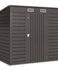 Outsunny 4 x 6ft Galvanised Metal Garden Shed, with Locking Door - Grey