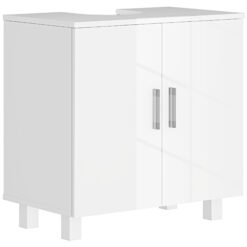 HOMCOM Bathroom Under Sink Cabinet for Basin without or with Pedestal - High Gloss White