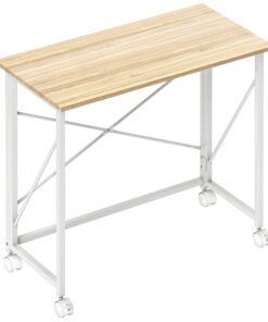HOMCOM 80 cm Folding Desk on Wheels - Natural Tone