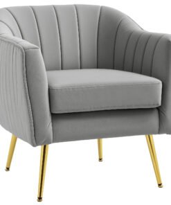 HOMCOM Velvet-Feel Shell Back Accent Chair - Grey