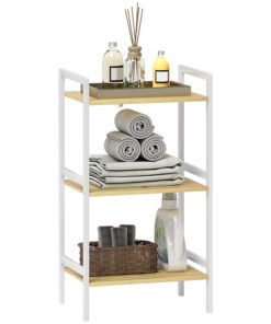 HOMCOM Three-Tier Bamboo Adjustable Shelf Storage Unit