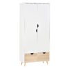 HOMCOM 2-Door Clothes Wardrobe w/ Rail Shelf 2 Drawers Wood Feet Elegant Home Storage Organisation Furniture Dresses Coats Blankets Shoes White