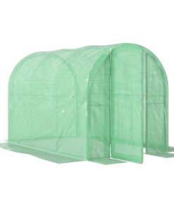 Outsunny 3 x 2 x 2m Polytunnel Greenhouse with Hinged Door, Walk-in Grow House Tent with PE Cover and Galvanised Steel Frame, Green