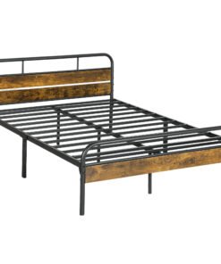 HOMCOM Industrial-Style Double Bed Frame - Black/Brown
