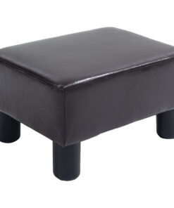 HOMCOM PU Leather Footstool Ottoman Cube with 4 Plastic Legs, Brown