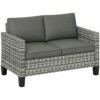 Outsunny Two-Seater Rattan Outdoor Sofa - Light Grey