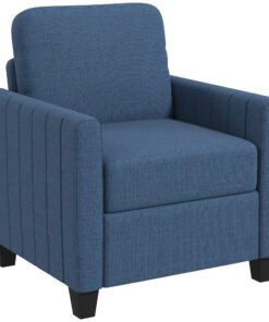 HOMCOM Modern Boxy Linen-Look Armchair - Blue