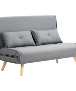 HOMCOM Two-Seater Linen-Look Sofa Bed - Grey