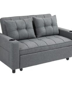 HOMCOM Two-Seater Pull-Out Sofa Bed - Charcoal Grey