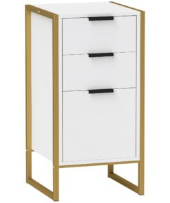 HOMCOM Bedroom Chest of Drawers, Industrial 3-Drawer Dresser, Storage Drawers Unit with Metal Frame for Living Room, White