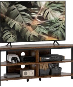 HOMCOM Industrial-Style Corner TV Unit - Black/Brown