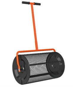 Outsunny Compost Spreader, 24" Peat Moss Spreader with Height Adjustable T Shaped Handle and Metal Mesh Basket, Garden Spreader for Seeding, Spreading Manure, Orange