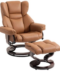 HOMCOM Faux Leather Reclining Chair and Footstool - Brown