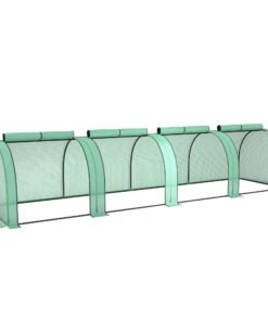 Outsunny PE Tunnel Greenhouse Green Grow House Steel Frame for Garden Backyard with Zipper Doors 395 x 100 x 80cm, Green