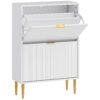 HOMCOM Narrow Shoe Cabinet with 2 Flip Drawers - White