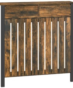 HOMCOM 93 x 88.5cm Rustic-Look Radiator Cover - Brown/Black