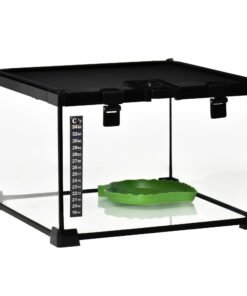 PawHut Glass Reptile Terrarium Insect Breeding Tank Vivarium Habitats with Thermometer for Lizards, Horned Frogs, Snakes, Spiders - Small 30 x 30 x 20cm