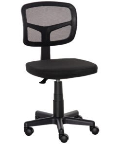 Vinsetto Small Office Chair without Arms, Ergonomic Swivel Mesh Desk Chair with Curved Back and Wheels, Height Adjustable, for Home Vanity Computer Dressing Table Study Bedroom, Holds Up to 120 kg