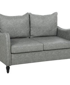 HOMCOM Faux Leather Marble-Effect Two-Seater Sofa - Grey