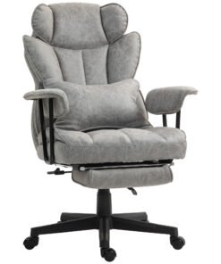 HOMCOM Executive Office Chair, Ergonomic Desk Chair with Foot Rest, Lumbar Support, Reclining Function and Wide Seat, Grey