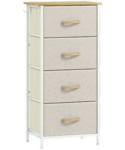HOMCOM Chest of Four Fabric Drawers - Beige