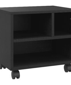 HOMCOM Three-Compartment Printer Cabinet, with Wheels - Black