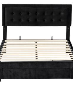 HOMCOM King Size Ottoman Bed Frame, with Front Drawer - Black