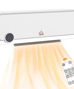 HOMCOM Wall Downflow Heater 2 Heat and Fan 1000W/2000W, Electric Space Heater with Timer Remote Oscillating, for Bedroom Home Office, White