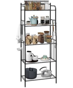 HOMCOM Five-Tier Steel Frame Kitchen Shelving Unit - Black