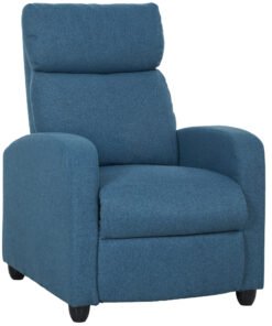 HOMCOM 135° Push Back Recliner Armchair, with Footrest - Blue