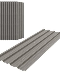 Outsunny Set of 12 Corrugated Steel Roof Sheet Panels - Grey Wood Effect