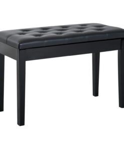 HOMCOM PU Leather Upholstered Piano Stool Makeup Stool Bench Dressing Table Seat with Storage 76x36x50cm, Black