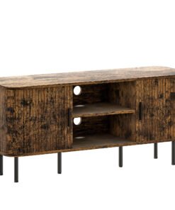 HOMCOM TV Stand Cabinet for TVs up to 55 Inches, TV Unit with Storage Shelves and Cupboard for Living Room, Rustic Brown