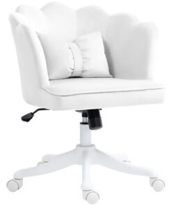 HOMCOM Velvet-Feel Petal Back Office Chair - White