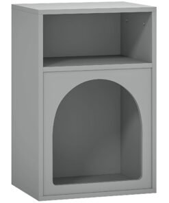 HOMCOM Bedside Table with 2 Open Compartments - Grey