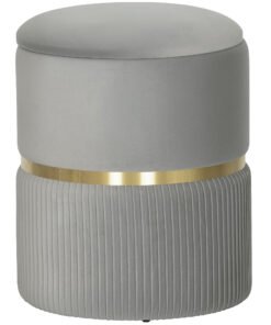 HOMCOM Velvet-Feel Storage Ottoman - Light Grey