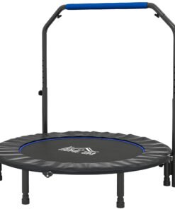 HOMCOM 48" Foldable Mini Fitness Trampoline, with Adjustable Foam Handle, Blue