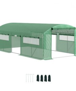 Outsunny 19 x 9.8ft Walk-In Polytunnel Greenhouse - Green