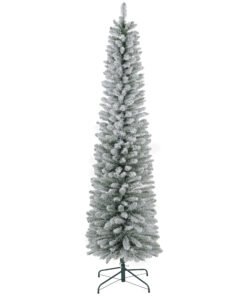 HOMCOM 7ft Artificial Snowy Pencil Christmas Tree - White