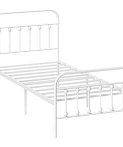 HOMCOM Single Minimalistic Metal Bed Frame - White