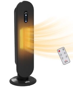HOMCOM 45° Oscillating Ceramic Space Heater, with Remote - Black