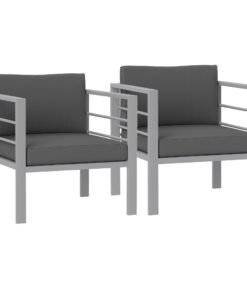 Outsunny Garden Sofa Set of 2, All-Weather Garden Sofa Set with Removable Cushions, Metal Frame Outdoor Furniture for Balcony, Charcoal Grey