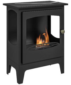 HOMCOM Freestanding Ethanol Fireplace, Steel Bioethanol Fireplace with Stainless Steel Flame Snuffer, 1.2L Tank, 3 Hours Burning Time for Indoor, Black
