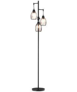 HOMCOM 3-Light Floor Lamp, 170cm Industrial Dimmable Standing Lamp with Steel Wire Cage Lampshades for Living Room, Bedroom, Dining Room, Study, Bulb Not Included, Black